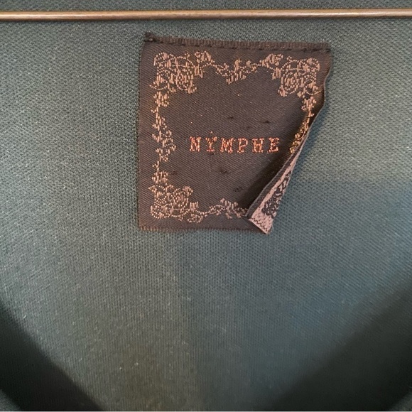 Nymphe Shirt Rich Green Longline Fully Lined Body Silky Forest Fairy Sz S/M - Picture 6 of 9